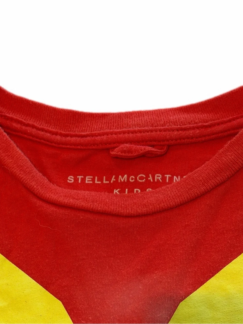 Stella McCartney Red Toucan Print Kids Tee Shirt Dress with Fringe